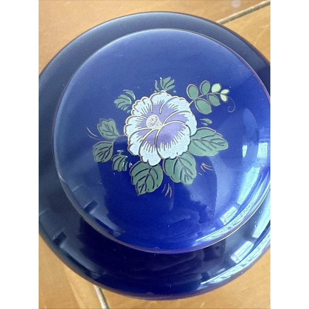 Vintage Asian Cobalt Blue Gold Oriental 5